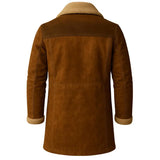 Handmade men’s western long leather coat – vintage cowboy outerwear in classic overcoat style.