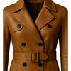 Women’s Handmade Genuine Leather Trench Coat – Long Belted Overcoat, Classic Luxury Outerwear