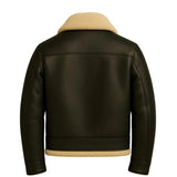Men’s Aviator Leather Jacket Shearling Collar Flight Jacket Vintage Air Force Pilot Style