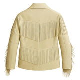 Women’s Fringe Leather Jacket Western Style Zipper Jacket Handmade Vintage Cowgirl Coat