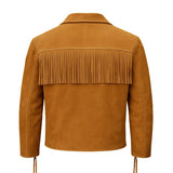 Vintage Fringe Leather Mens Western Jacket, Handmade Cowboy Style Rodeo Outfit with Classic Look