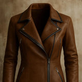 Handmade Dark Brown Leather Trench Coat: Vintage Long Genuine Leather Overcoat