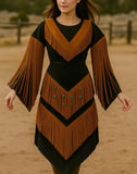 Handmade Suede Regalia Dress: Women's Powwow Outfit with Tribal Beadwork
