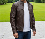 Handmade Vintage Style Leather Biker Jacket: Cowhide or Sheepskin