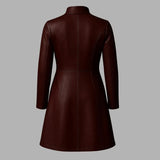 Handmade Vintage Distressed Leather Coat Women’s Long Genuine Leather Trench Jacket