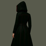 Handmade Black Gothic Leather Hooded Coat for Women Long Trench Corset Jacket Dark Fantasy Cloak Medieval Witch Costume