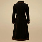 Handmade Black Suede Leather Trench Coat: Women's Double Breasted Winter Outerwear